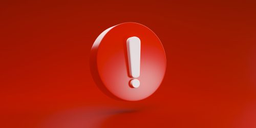 Red Warning alert risk danger sign icon symbol illustration isolated on Red background 3D rendering